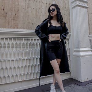 Ruched Cropped Cami Top & Biker Shorts Set